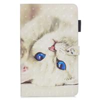 3D horizontale Flip lederen draagtas met houder & kaartsleuven voor iPad Air/Air 2/iPad Pro 9 7 2016/iPad 9 7 2017/iPad 9 7 2018 (witte kat)