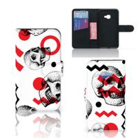 Telefoonhoesje met Naam Samsung Galaxy Xcover 4 | Xcover 4s Skull Red | Portemonnee hoesje