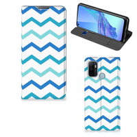 OPPO A53 | A53s Hoesje met Magneet Zigzag Blauw - thumbnail