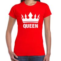 Koningsdag T-shirt voor dames - Queen - kroon - rood - feestkleding