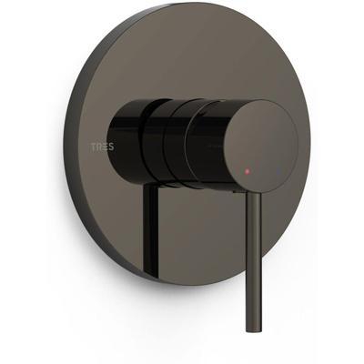Douchekraan afbouwdeel Tres Study Exclusive | Inbouw | Mengkraan | 1-weg | Rond | Zwart metallic