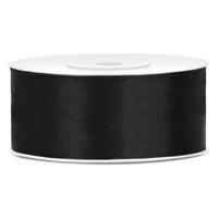 Partydeco Sierlint satijn - Zwart - 2.5 cm/25 mm x 25 meter - Cadeaulint satijnlint