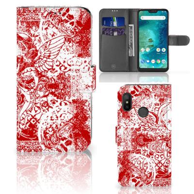 Telefoonhoesje met Naam Xiaomi Mi A2 Lite Angel Skull Rood