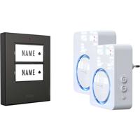 m-e modern-electronics 100152 Complete set voor Draadloze deurbel Verlicht, Reageert op deurbel, Met bewegingsmelder, Met naambord