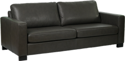 Donkergrijze leren moderne 3-zitsbank Energy - poot hout zwart - Elegance leer Antracite (donkergrijs leer)