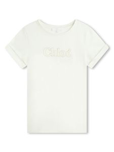 Chloé Kids t-shirt à logo brodé - Blanc