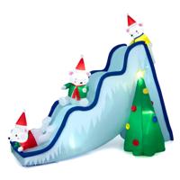 Opblaasbare Kerstglijbaan met Ventilator Sneeuwglijbaan en Kerstboom en 3 Ijsberen Verlichte Feestdecoratie voor Binnen en Buiten