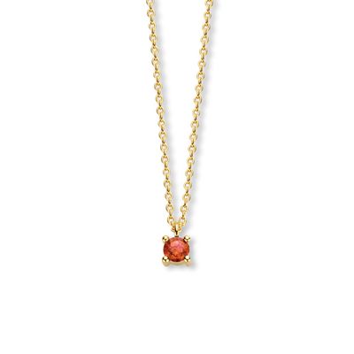 Ketting Geboortesteen Januari Granaat rood geelgoud 40 - 42 - 44 cm