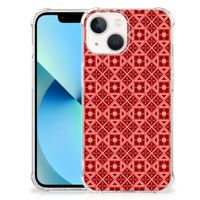 iPhone 13 mini Doorzichtige Silicone Hoesje Batik Rood - thumbnail