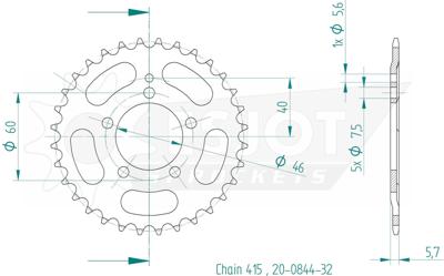 ESJOT Chain wheel 415 32z steel black