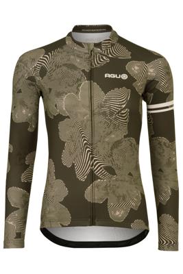 AGU Striped Flower Fietsshirt Lange Mouwen Essential Dames - Groen - S