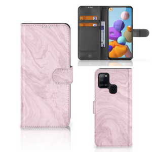 Samsung Galaxy A21s Bookcase Marble Pink - Origineel Cadeau Vriendin