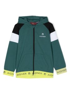 Aigner Kids veste bomber à logo brodé - Vert