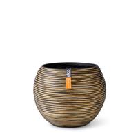 Vaas bol Rib 12x10 zwart goud bloempot - Capi europe