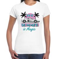Toppers verkleed T-shirt dames - The summer is Magic - wit - Miami auto - Tropische feestkleding