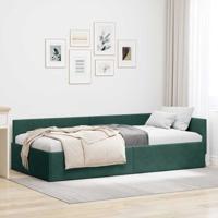 Hoekbedframe Donkergroen 90 x 190 cm Fluweel en Engineered hout