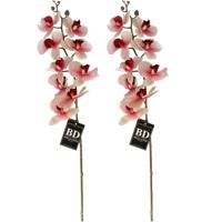 Kunstbloem Orchidee Bora - 2x - roze - 108 cm - losse steel - kunst zijdebloem - Phalaenopsis