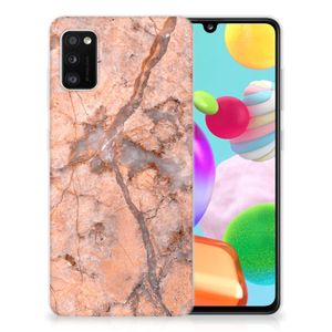 Samsung Galaxy A41 TPU Siliconen Hoesje Marmer Oranje