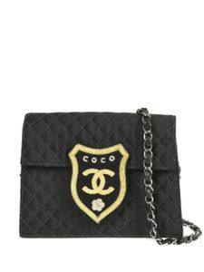 CHANEL Pre-Owned sac porté épaule Coat of Arms à rabat (2004-2005) - Noir