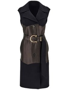 Ferragamo trench ceinturé à design sans manches - Noir