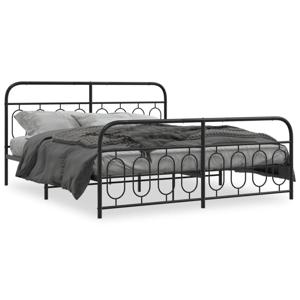 Bedframe met hoofd- en voeteneinde metaal zwart 183x213 cm