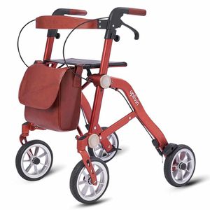 Rollator Trive (6,5 kg) I Uplivin | Terracotta | Zeer compact | Zachte banden | Lichtgewicht rollator | Rugsteun en tas | UPA1TC