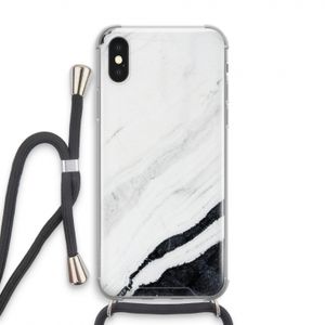 Elegante marmer: iPhone XS Transparant Hoesje met koord