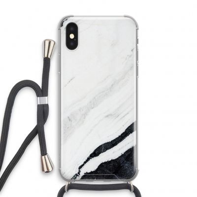 Elegante marmer: iPhone XS Transparant Hoesje met koord