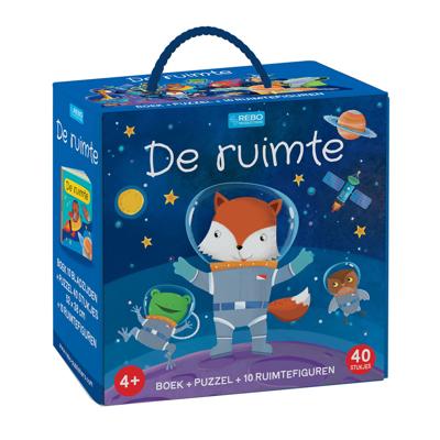 Rebo Publishers De ruimte - boek en puzzel, 10 figuren