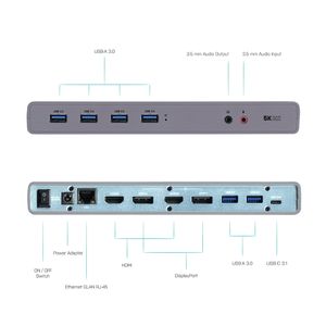 i-tec CADUAL4KDOCK notebook dock & poortreplicator Bedraad USB 3.2 Gen 1 (3.1 Gen 1) Type-C Zwart, Turkoois