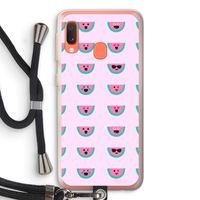 Smiley watermeloenprint: Samsung Galaxy A20e Transparant Hoesje met koord