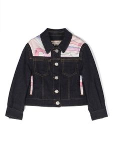 PUCCI Junior veste en jean à imprimé graphique - Bleu