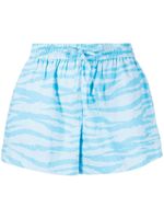 GANNI short en coton biologique à imprimé zèbre - Bleu