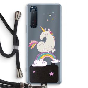 Regenboog eenhoorn: Sony Xperia 5 II Transparant Hoesje met koord