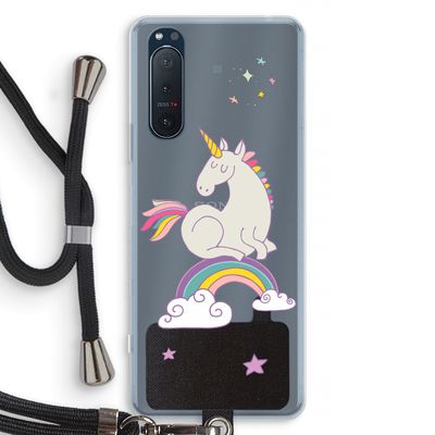 Regenboog eenhoorn: Sony Xperia 5 II Transparant Hoesje met koord