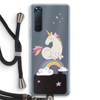 Regenboog eenhoorn: Sony Xperia 5 II Transparant Hoesje met koord
