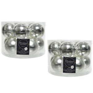 Kerstballen set - 20x stuks - zilver - glas - 6 cm - glans/mat - kerstversiering