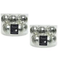 Kerstballen set - 20x stuks - zilver - glas - 6 cm - glans/mat - kerstversiering - thumbnail