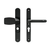 AXA AXA veiligheidsbeslag voordeur Oval Plus smalschild Wing knop/U-kruk PC55 met kerntrekbeveiliging SKG3 - aluminium/zwart