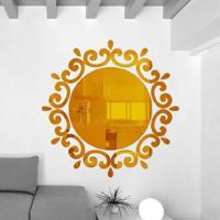 Bloem Vine aankleden spiegel Art vinyl muurschildering decor plafond muur sticker (goud)
