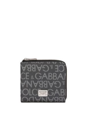 Dolce & Gabbana portefeuille en jacquard à plaque logo - Noir
