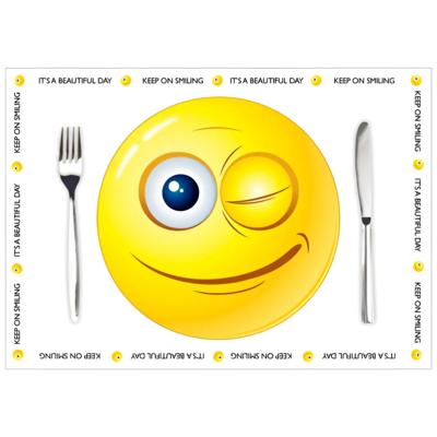 Placemat Smiley - 10x stuks - 42 x 30 cm - 90g - smile - emoticon