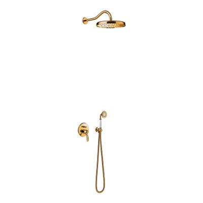 Regendouche set Tres Clasic | Inbouw | Mengkraan | 2-weg | Vintage | 24k Goud glans