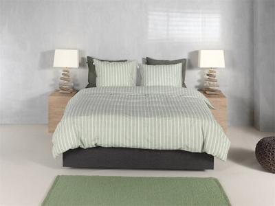 Zo! Home Zohome Righe di Percalle Dekbedovertrek 200x200/220 Smokey Green