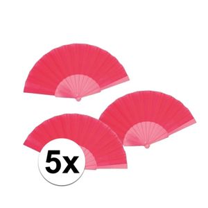 5 stuks Spaanse Handwaaiers fuchsia 23 cm