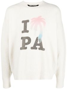 Palm Angels pull I Love PA en maille intarsia - Blanc