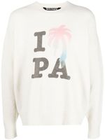 Palm Angels pull I Love PA en maille intarsia - Blanc - thumbnail