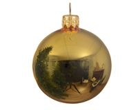 6 Glazen kerstballen glans 8 cm licht goud - Decoris - thumbnail