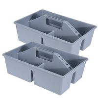 2x stuks gereedschap opbergbox/opbergdoos/mand grijs met handvat 39 x 26 x 12 cm kunststof