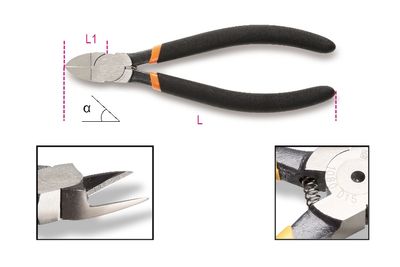 Beta Zijkniptang, handgreep voorzien van twee laags anti-slip PVC&apos; materiaal 1080D 15 - 010800015